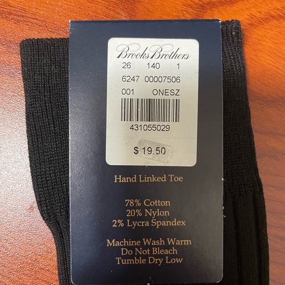 Brooks Brothers Black Crew Socks - Picture 4 of 4
